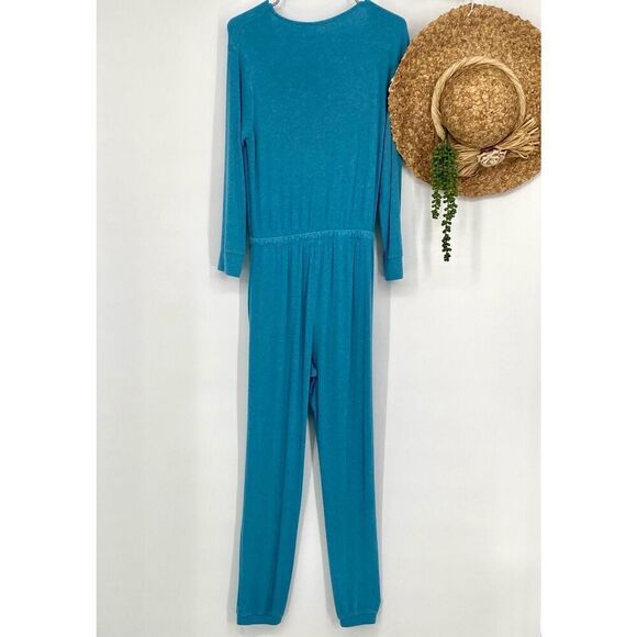 Roller Rabbit Agatha Jumpsuit Ribbed Pajamas One-Piece Drawstring Pockets Soft & - Picture 2 of 13